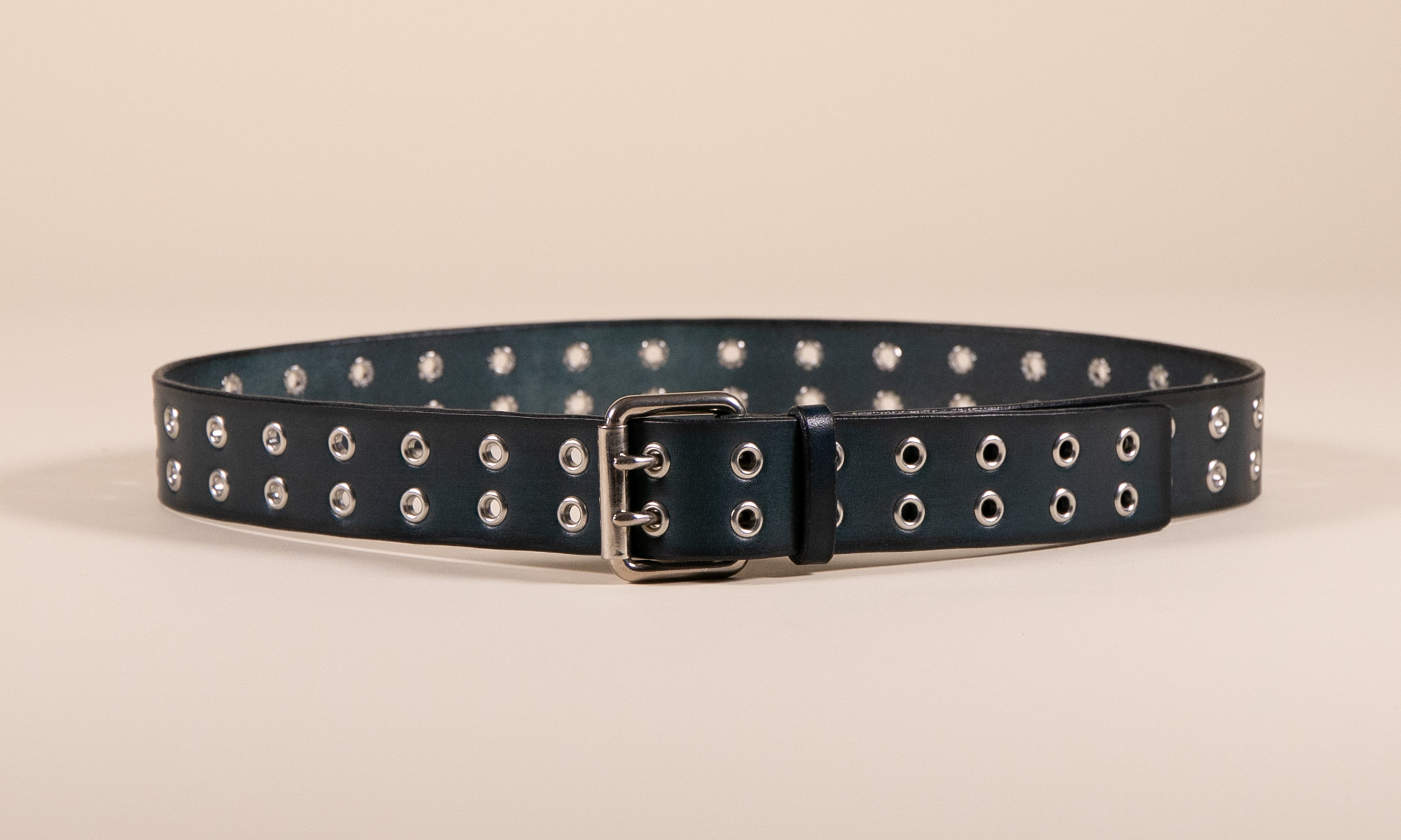 Rag & Bone | Double Eyelet Woven Belt | Black/Silver | Size: M Buy Grommet Belt Black Double Eyelet Rivets Vegan Leather  main image 2